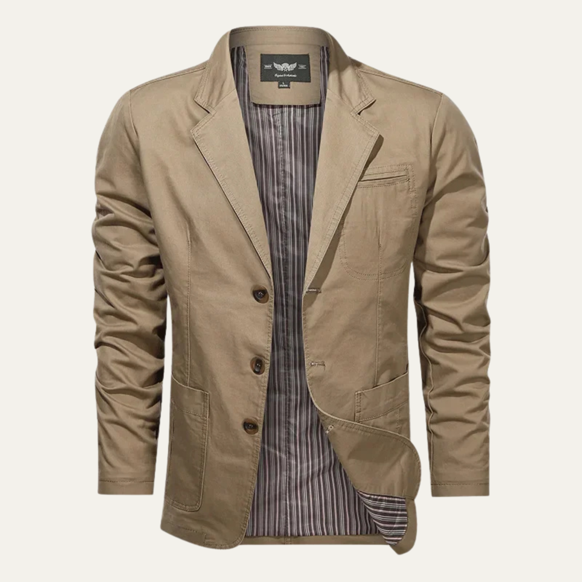 Blake | Men's Casual Blazer Beige Cotton Button Up