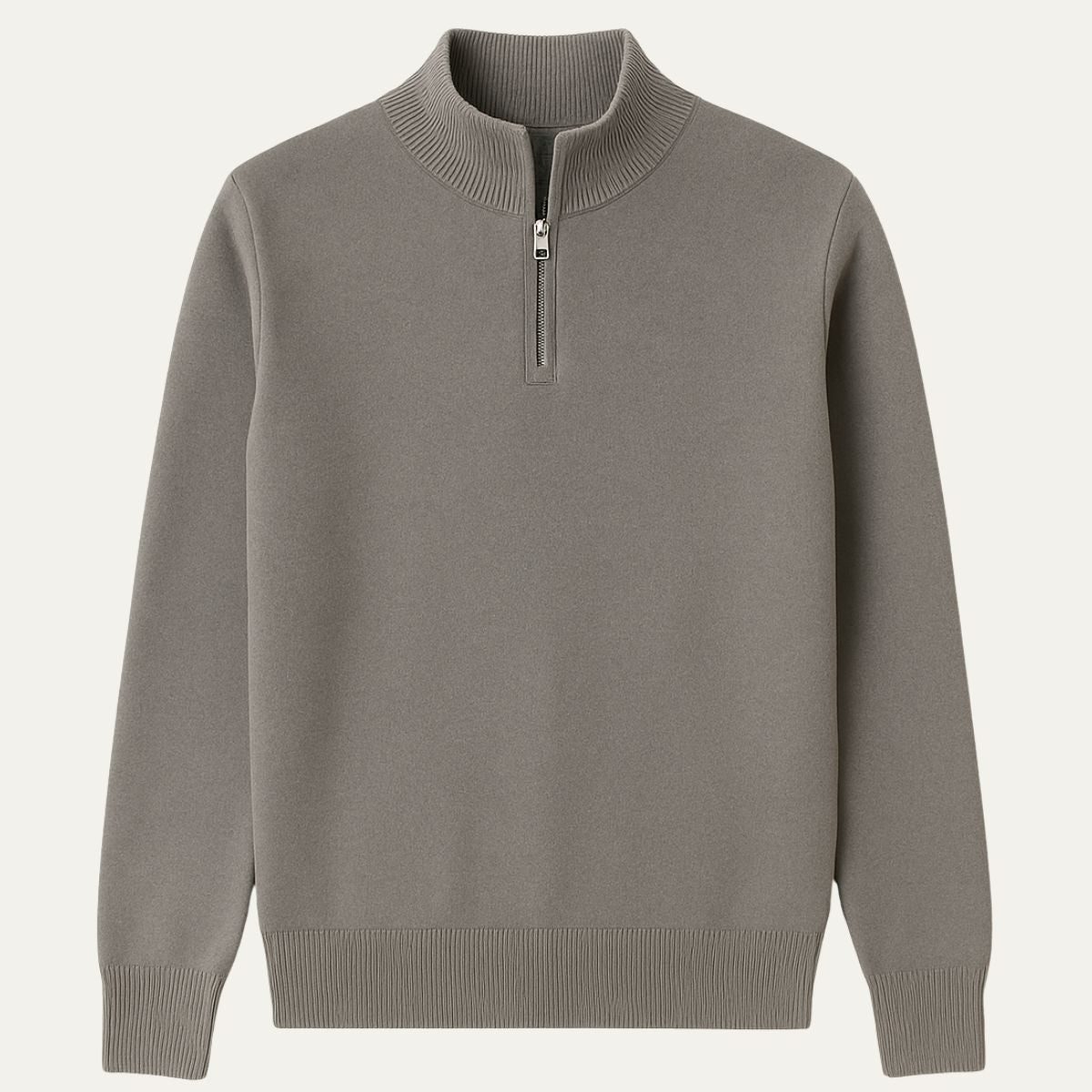 Axel | Men's Quarter Zip Sweater Cream Ribbed Collar