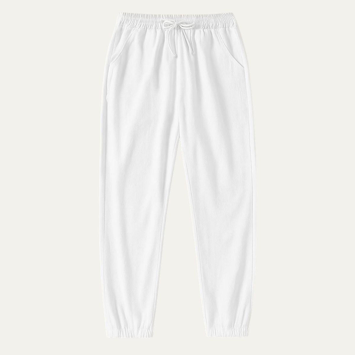 Axel | Men's Linen Joggers White Lightweight Summer Pants