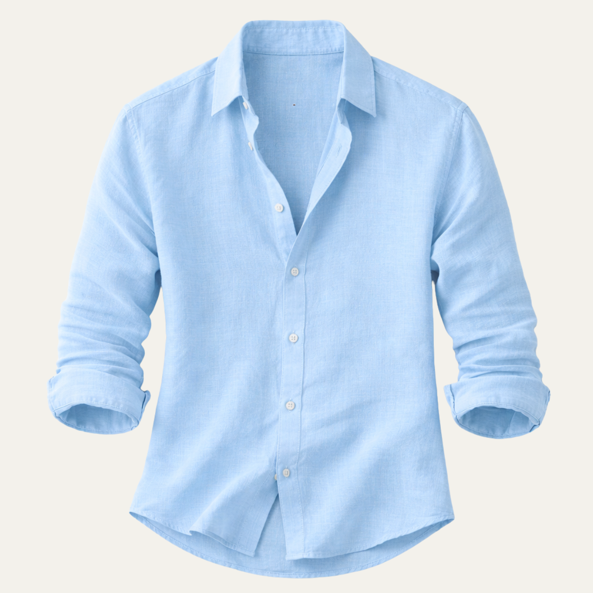 Kai | Men's Linen Button Up Shirt Light Blue Long Sleeve