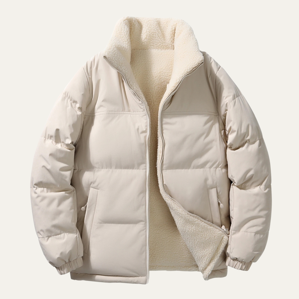 Axel | Men's Sherpa Lined Puffer Jacket Cream