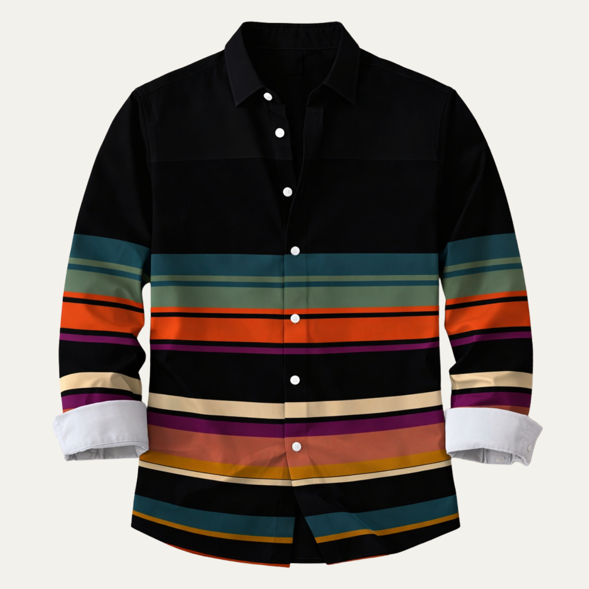 Axel | Men's Striped Button Up Shirt Orange Multi