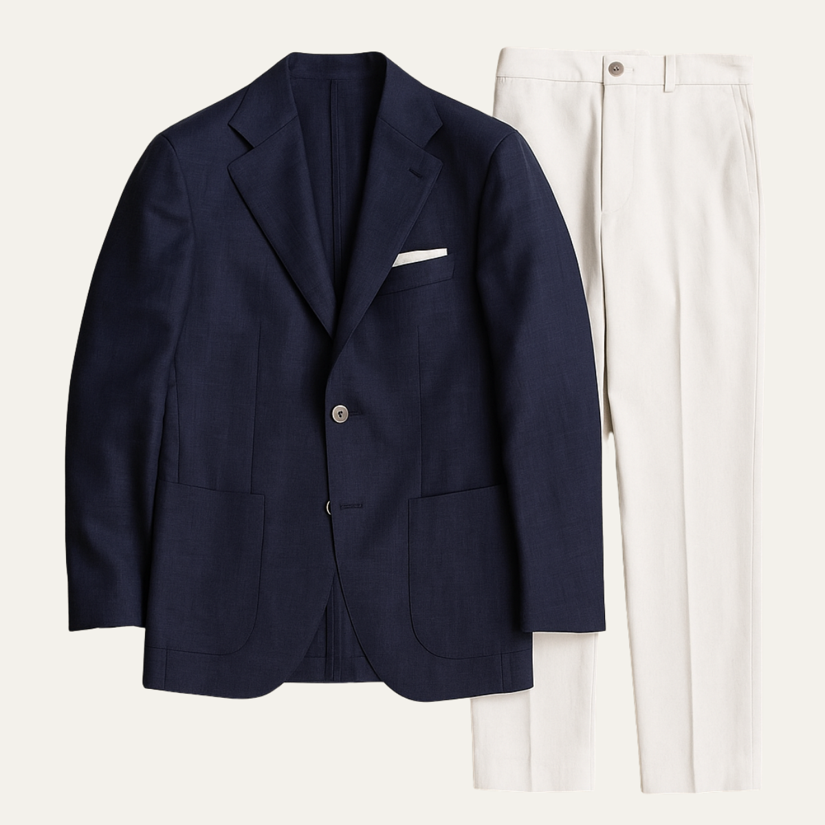 Axel | Men's Smart Casual Navy Blazer White Pants Two Piece Set