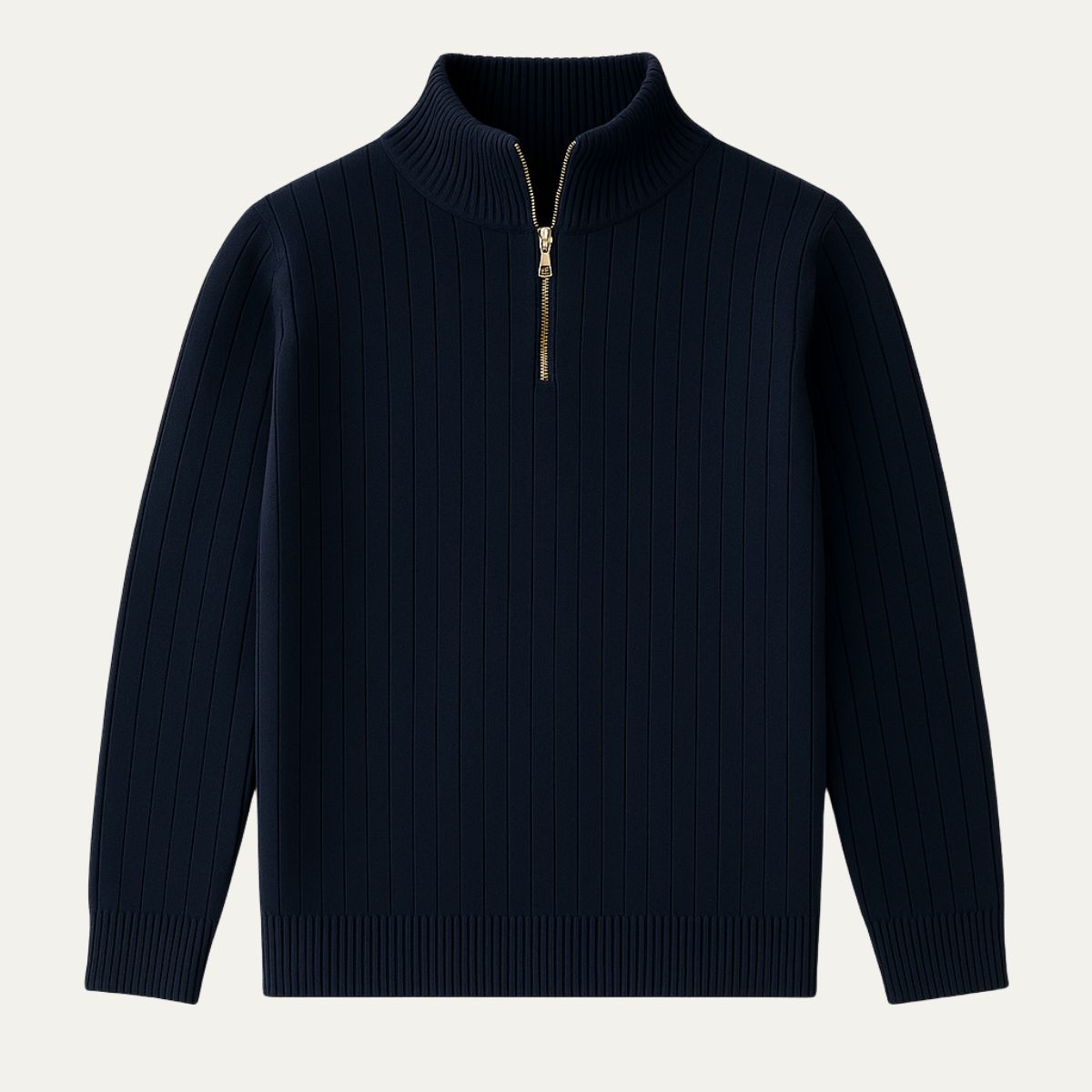 Axel | Men's Quarter Zip Sweater Cream Ribbed Mock Neck