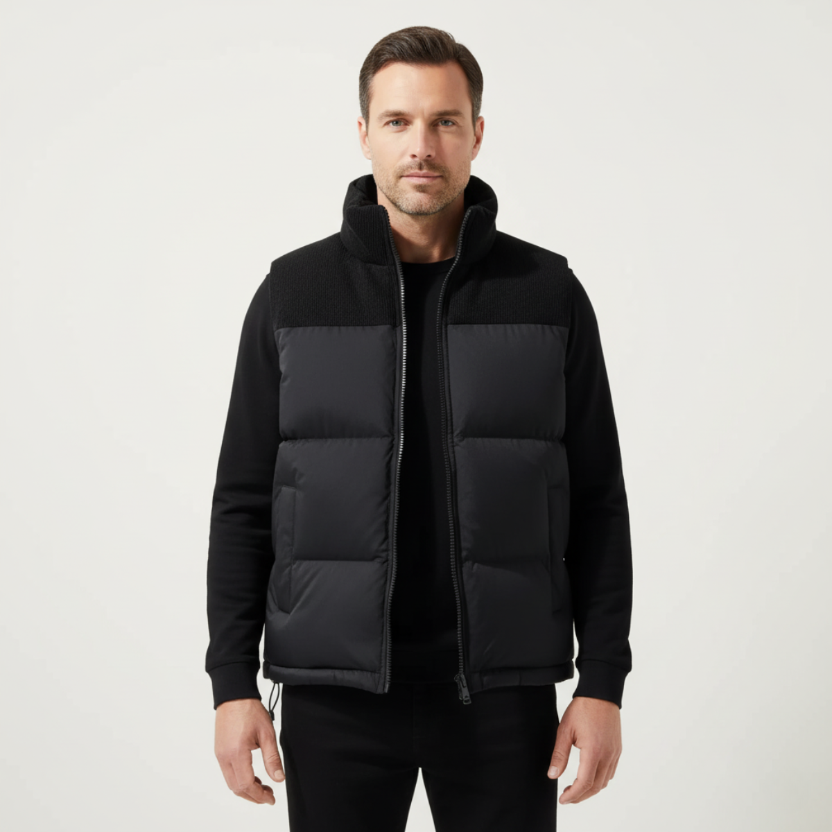 Axel | Men's Quilted Puffer Vest Black Charcoal