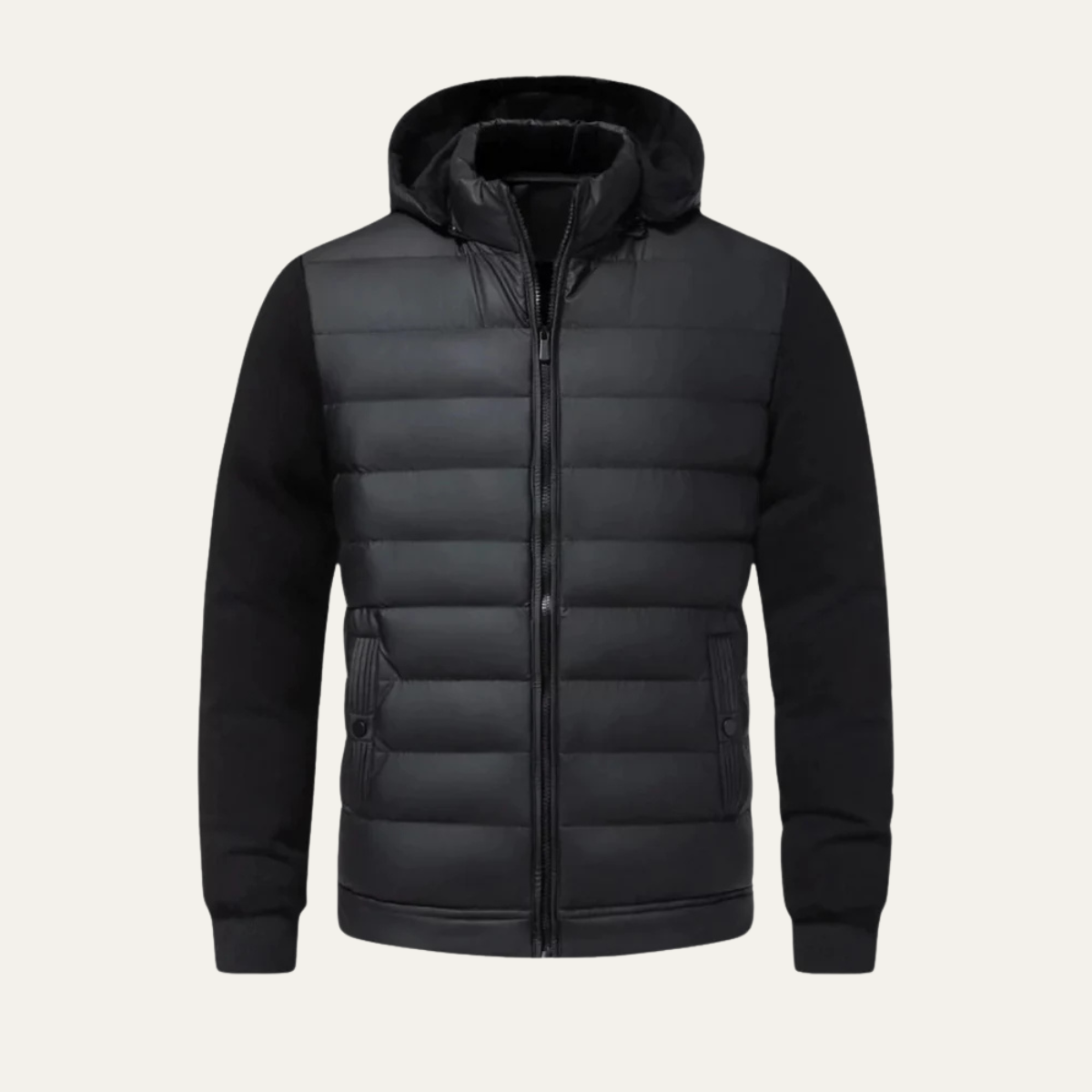 Nash | Men's Puffer Jacket Black Hooded Quilted Zip Up