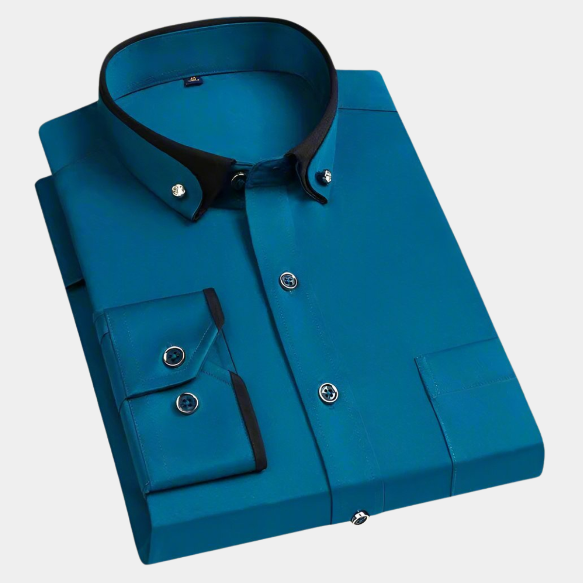 Axel | Men's Cotton Dress Shirt Black Burgundy Trim