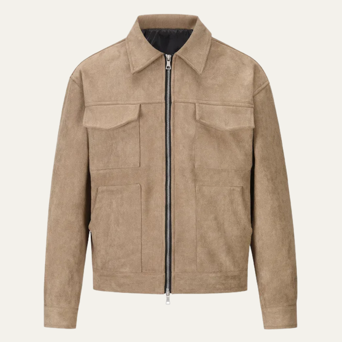 Wyatt | Men's Casual Utility Jacket Beige With Flap Pockets