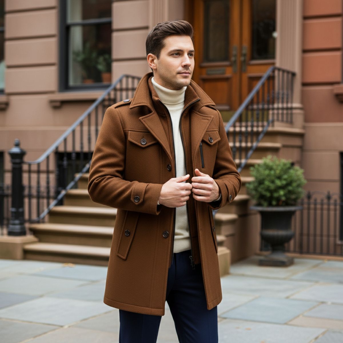 Bram | Men's Wool Overcoat Black