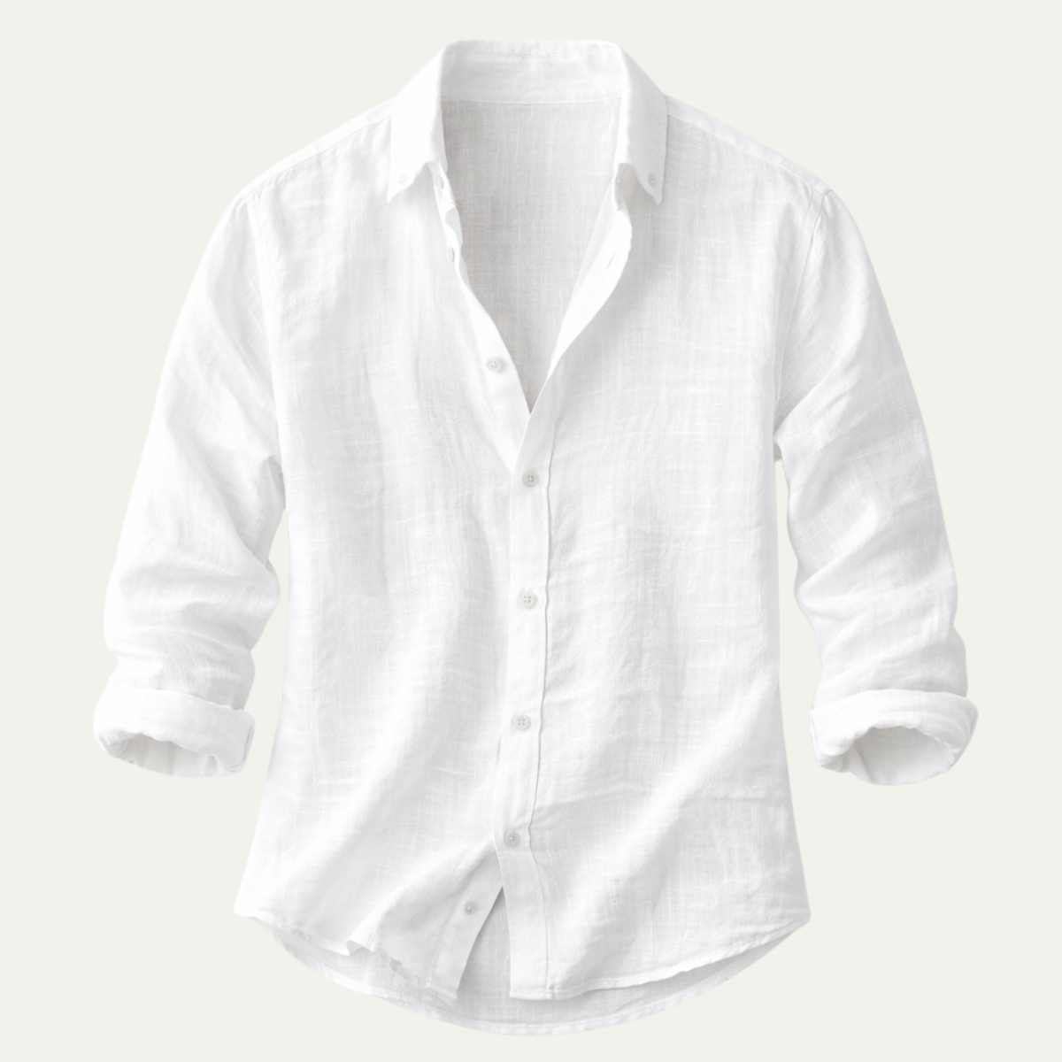 Ash | Men's Linen Button Up Shirt White Long Sleeve