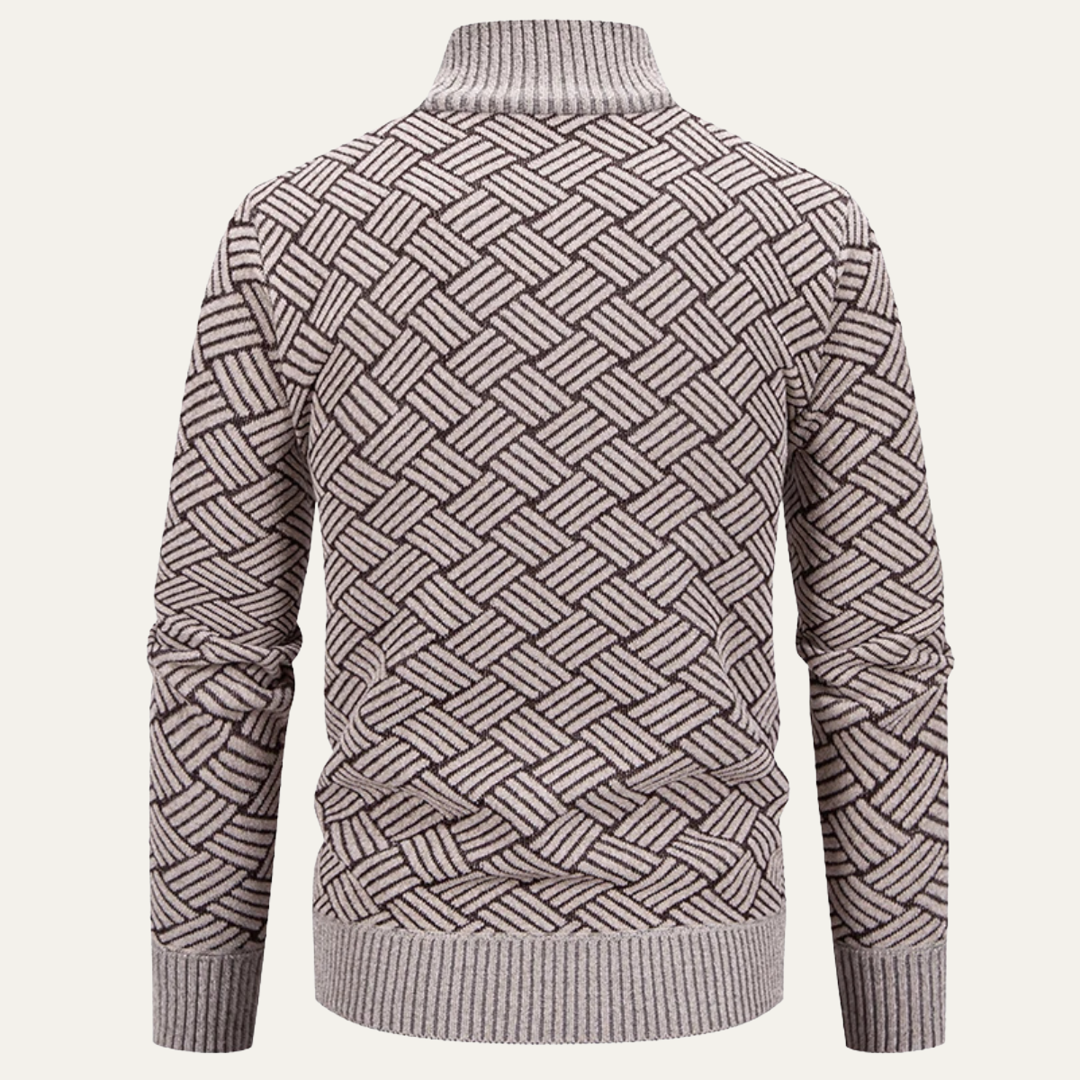 Knox | Men's Geometric Patterned Cardigan Sweater Beige