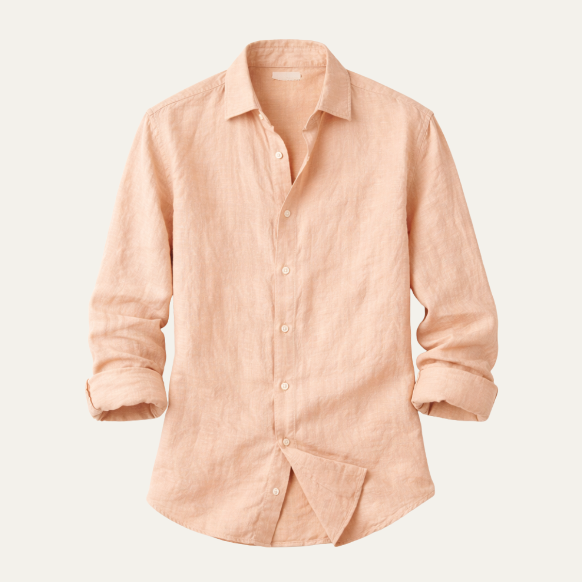 Luca | Men's Linen Shirt Cream Casual Long Sleeve Button Up