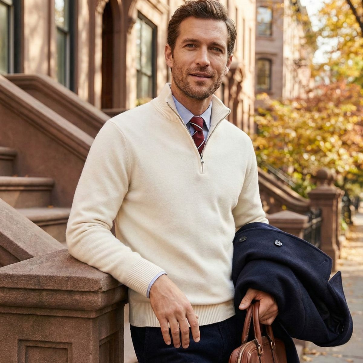 Voss | Men's Crew Neck Sweater Cream