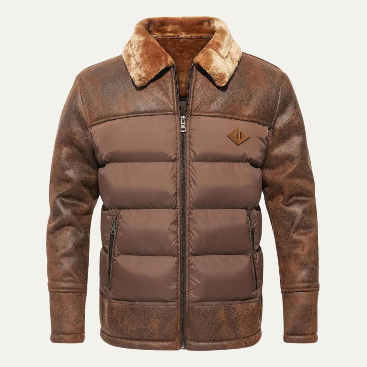Axel | Men's Sherpa Quilted Puffer Jacket Brown