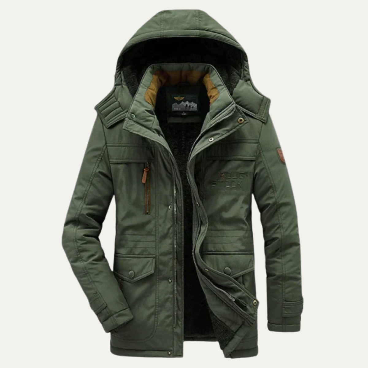 Sage | Men's Puffer Jacket Black Hooded Winter Coat