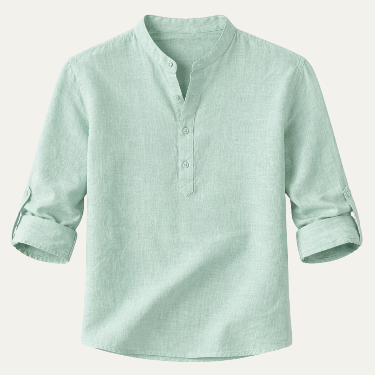 Axel | Men's Linen Shirt Light Green Long Sleeve Button Up