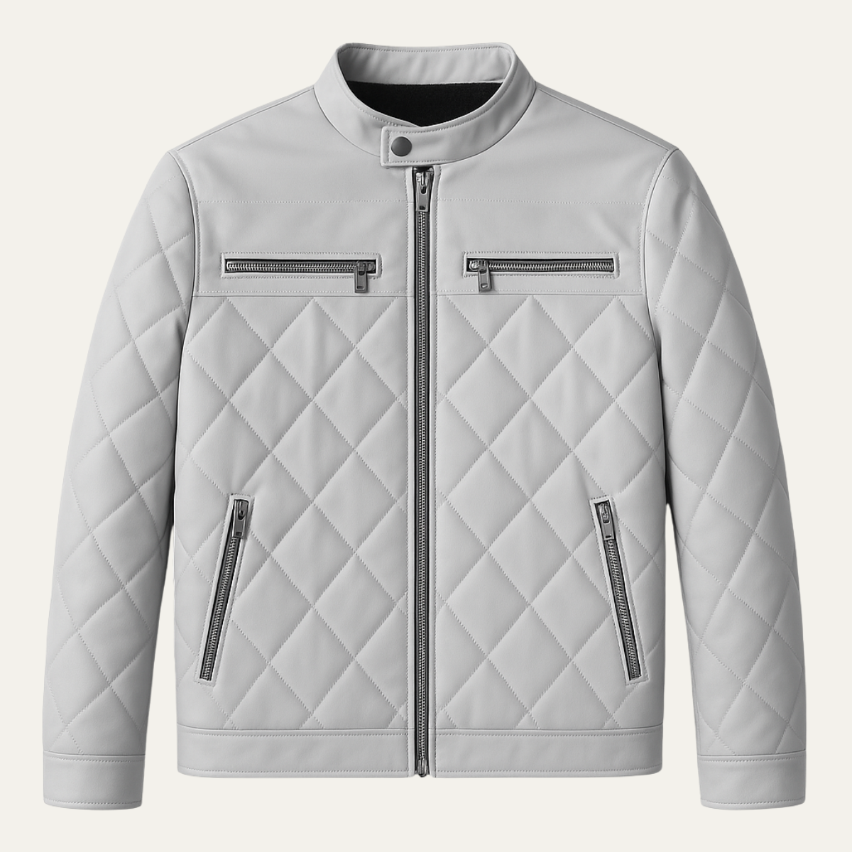 Axel | Men's Quilted Leather Jacket White