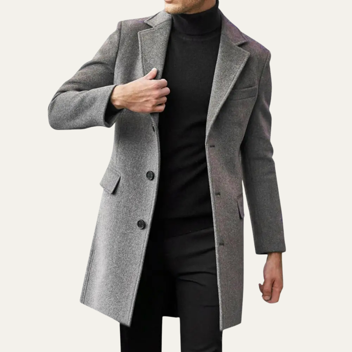 Rowan | Men's Wool Blend Overcoat Gray Single Breasted