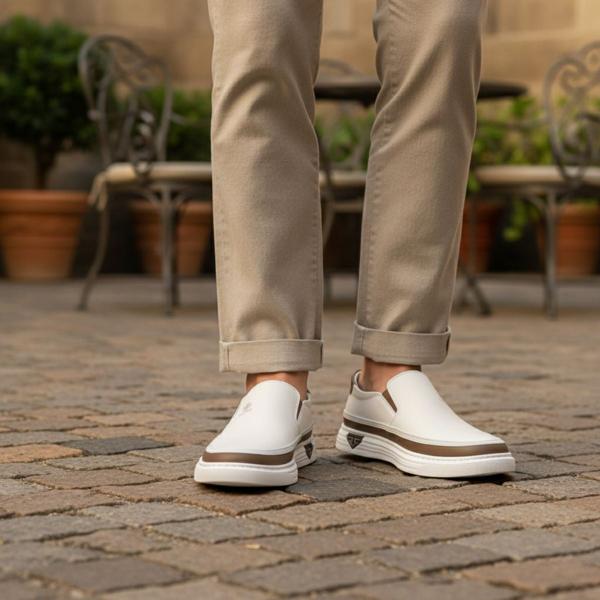 Beau | Men's Casual Slip On Shoes White Leather