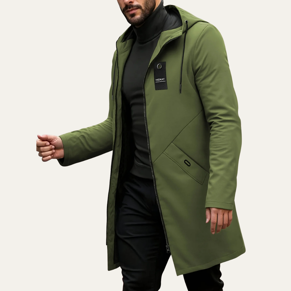 Ash | Men's Lightweight Rain Jacket Olive Green Hooded