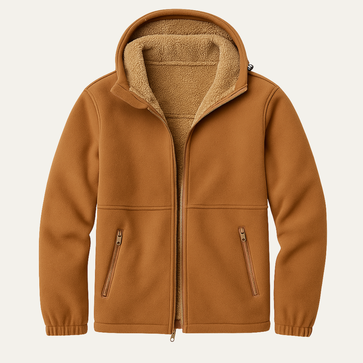 Jude | Men's Sherpa Fleece Lined Hooded Jacket Camel