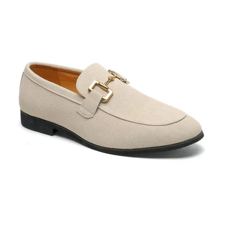 Knox | Men's Suede Loafers Cream Slip On Shoes