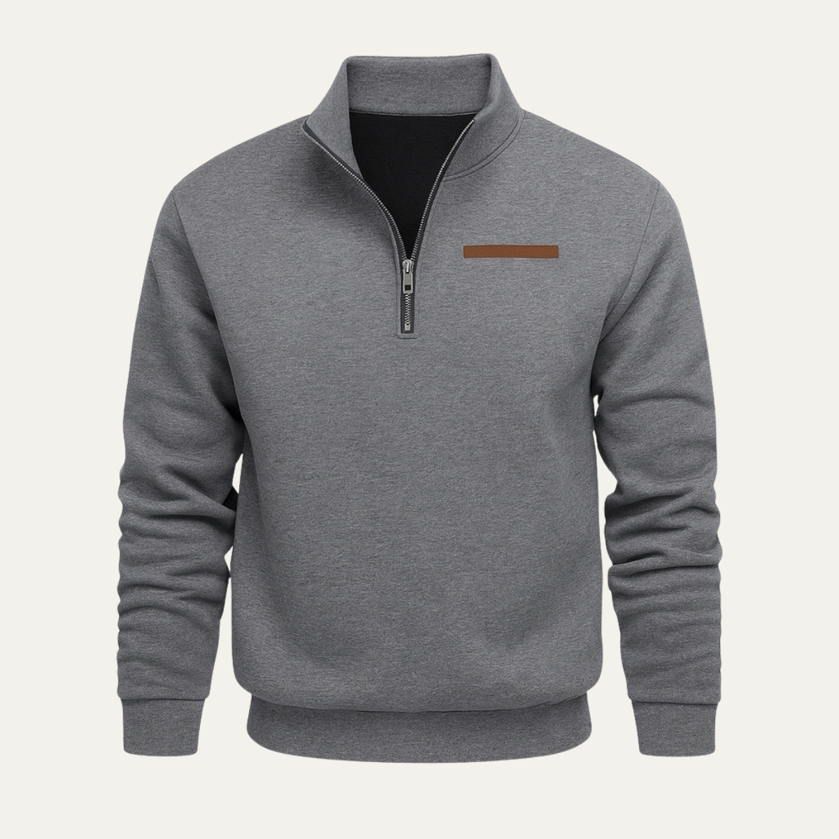 Callum | Men's Quarter Zip Sweater Gray Stand Collar