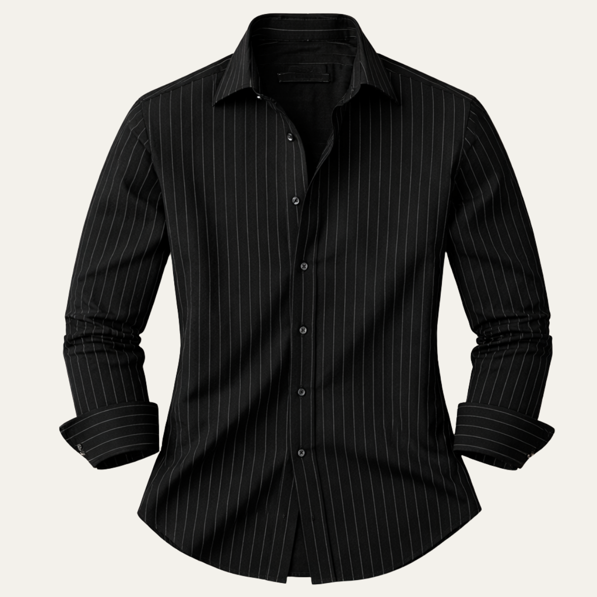 Rory | Men's Pinstripe Button Down Shirt Black Long Sleeve