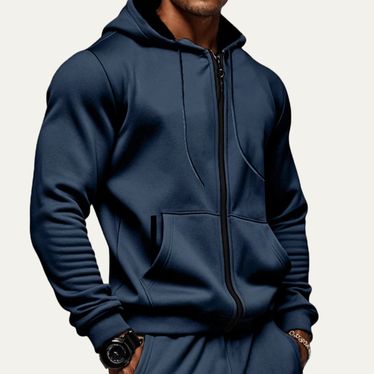 Brax | Men's Zip Up Hoodie Black Oversized Warm