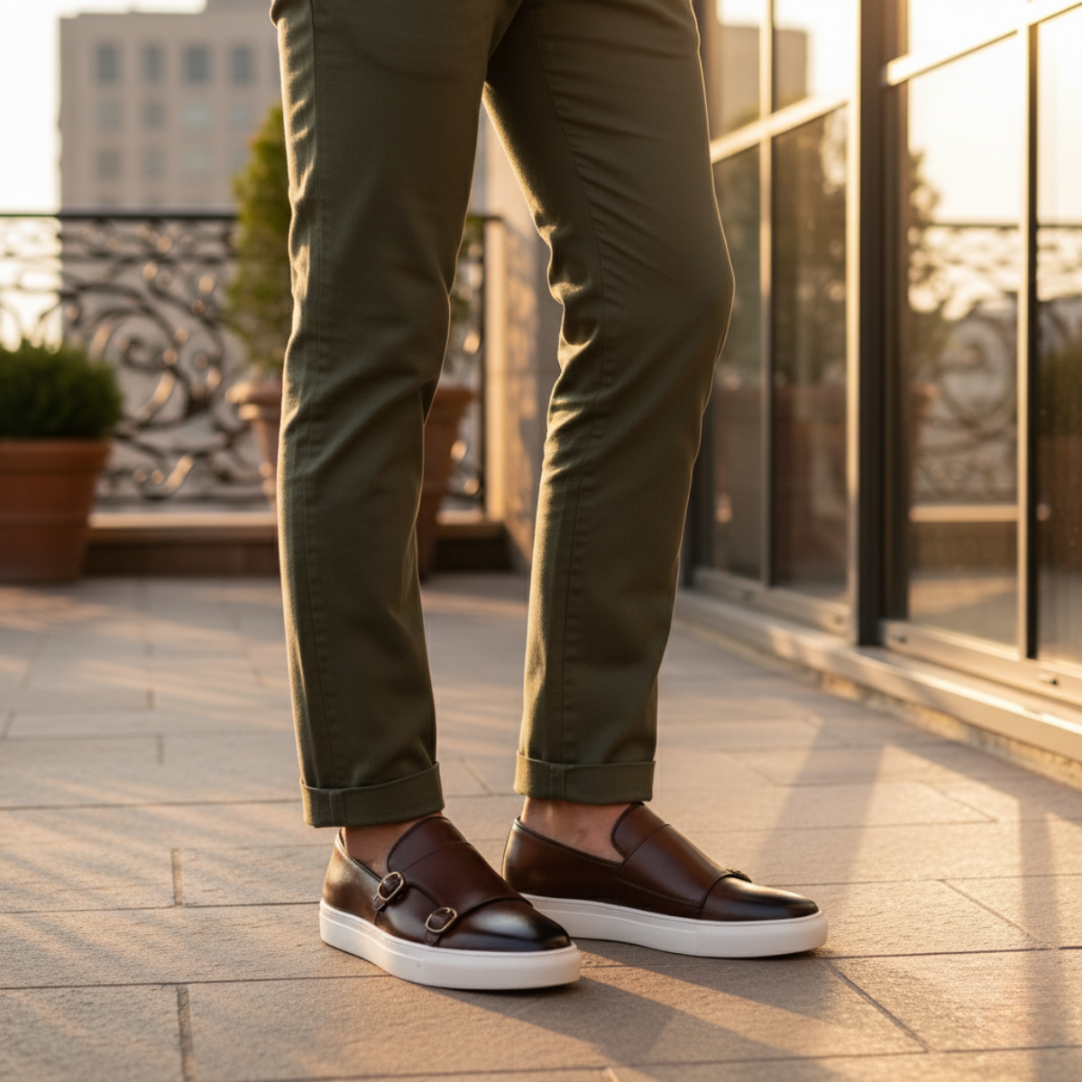 Ash | Men's Double Buckle Loafer Brown Leather White Sole
