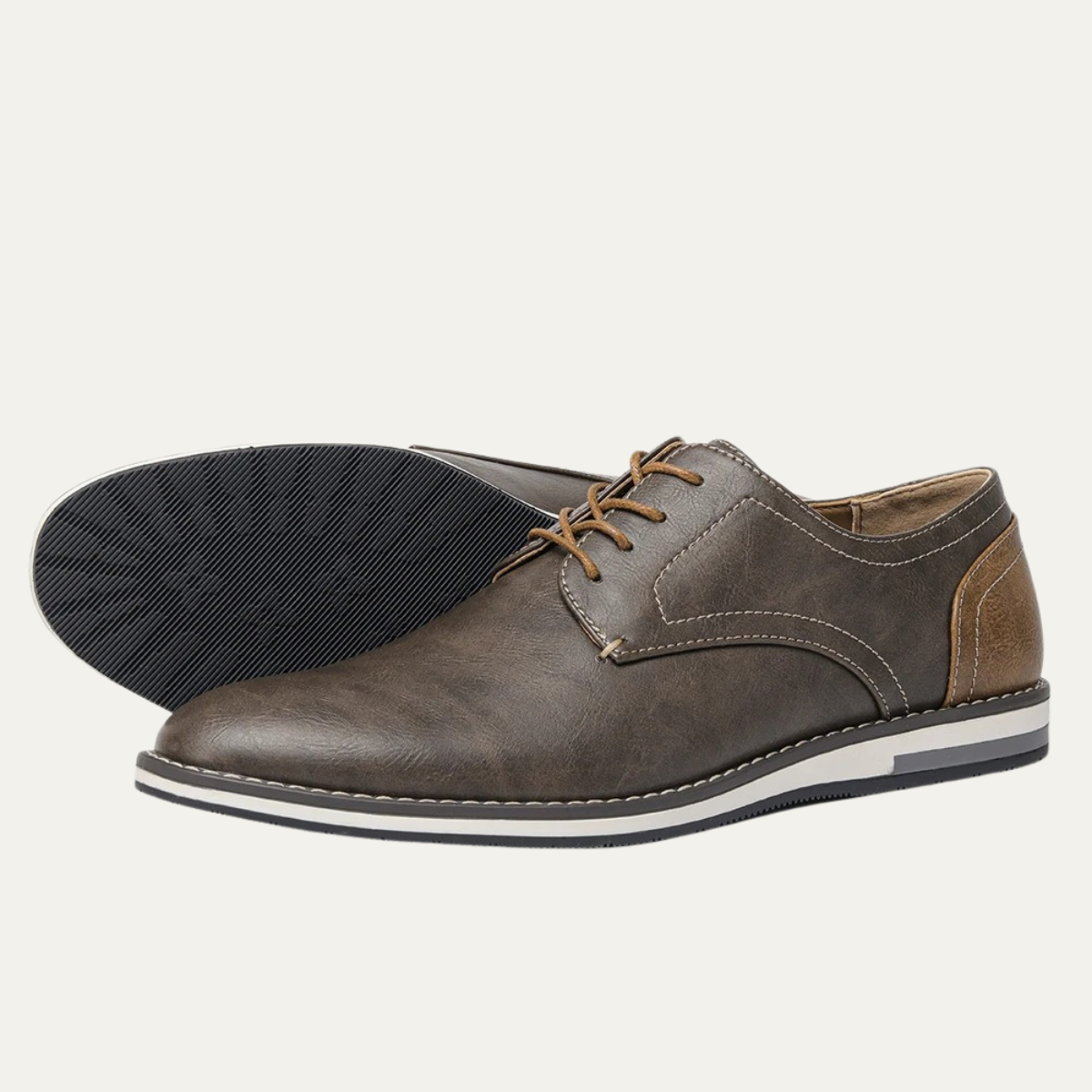 Axel | Men's Casual Oxford Leather Sneakers Gray Brown