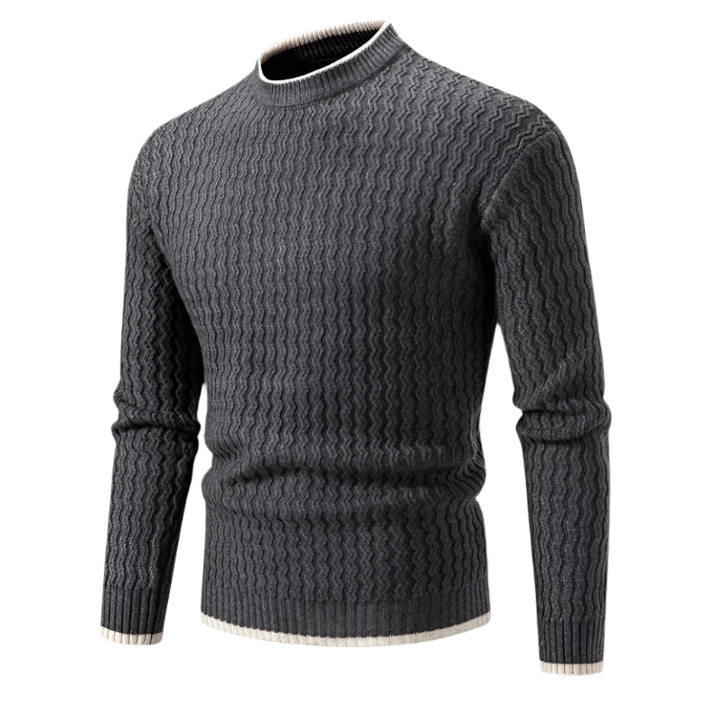 Bram | Men's Cable Knit Sweater Cream Crew Neck