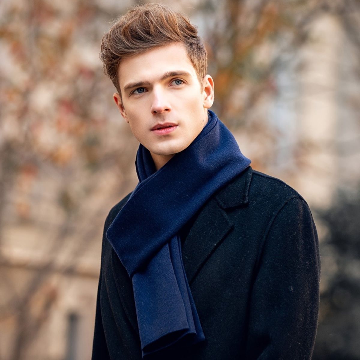 Axel | Men's Cashmere Merino Scarf Navy Blue