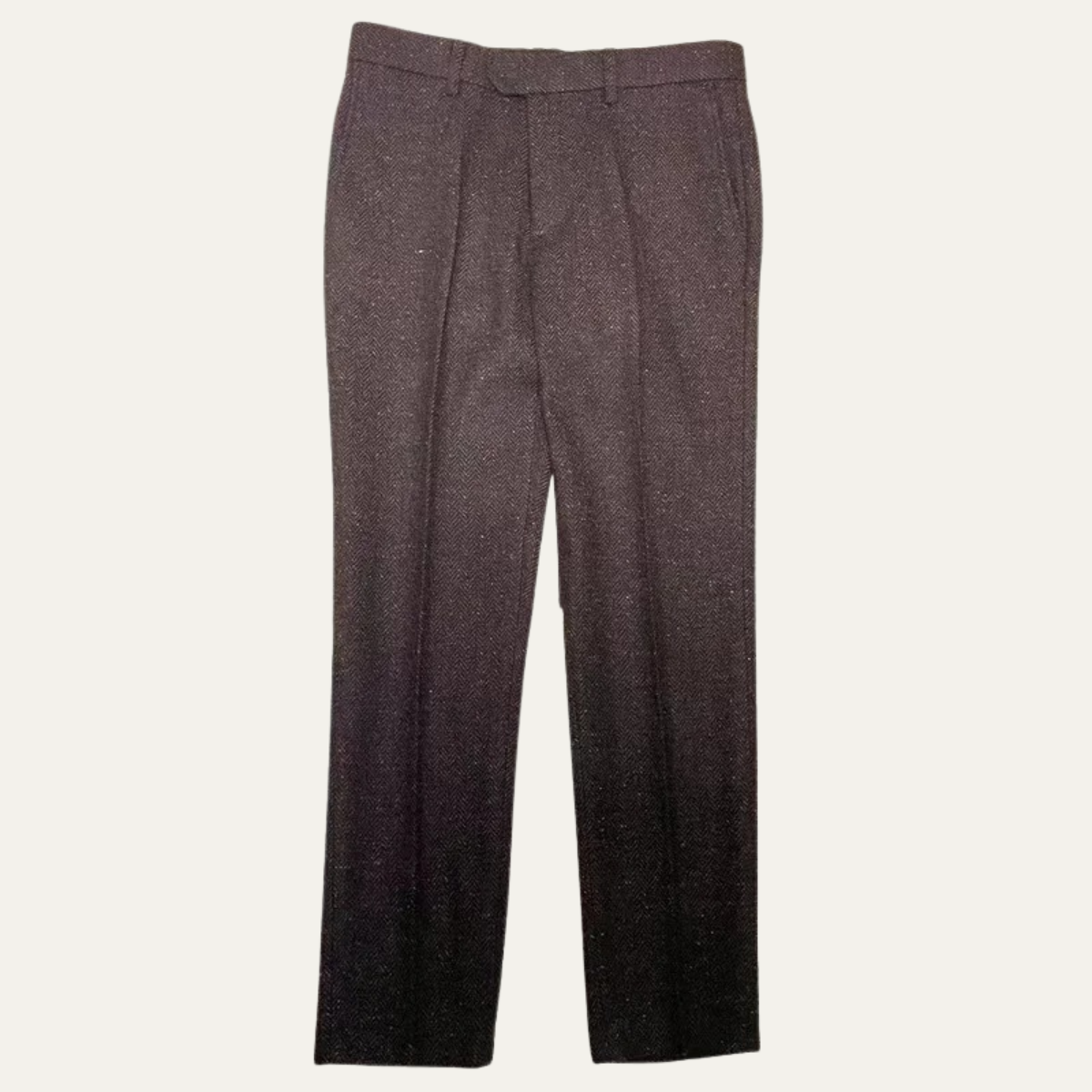 Wade | Men's Pleated Dress Pants Gray Herringbone Wool