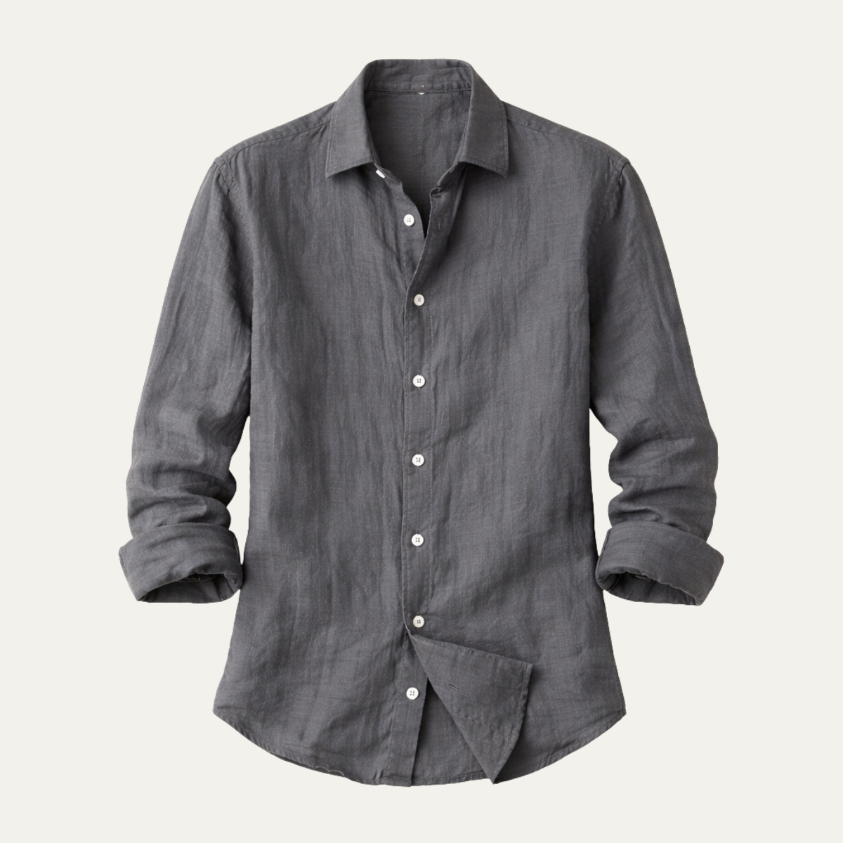 Jet | Men's Linen Shirt Gray Long Sleeve Button Up