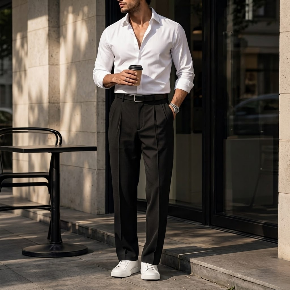 Dama Washington Axel men's pleated wide leg dress pants black - view 6