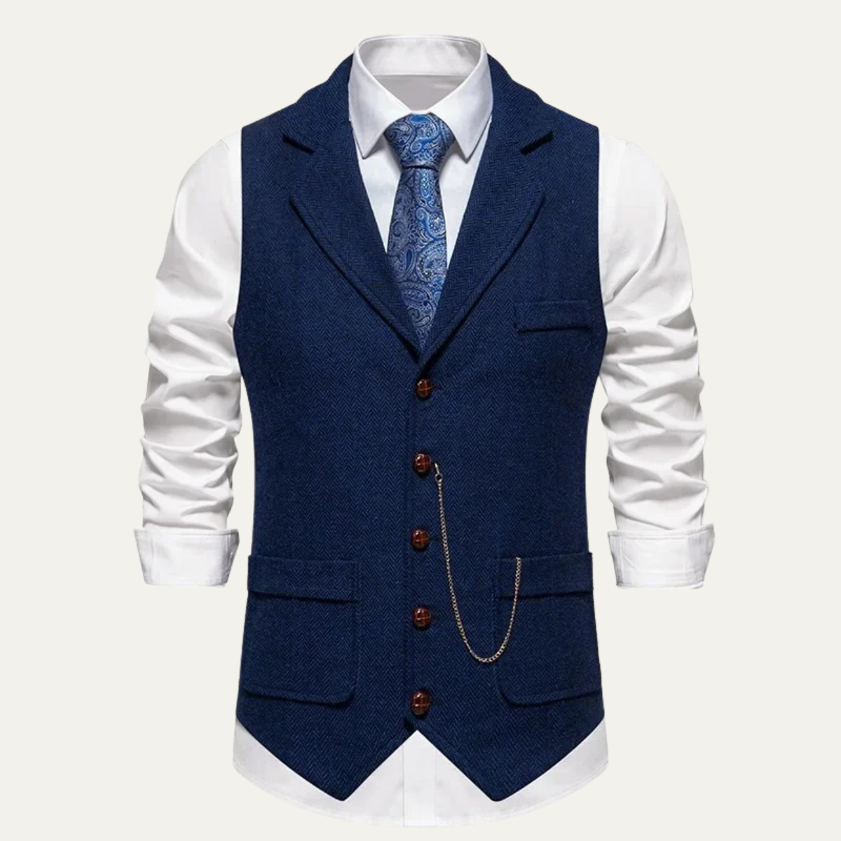 Knox | Men's Suit Vest Gray Double Breasted With Chain