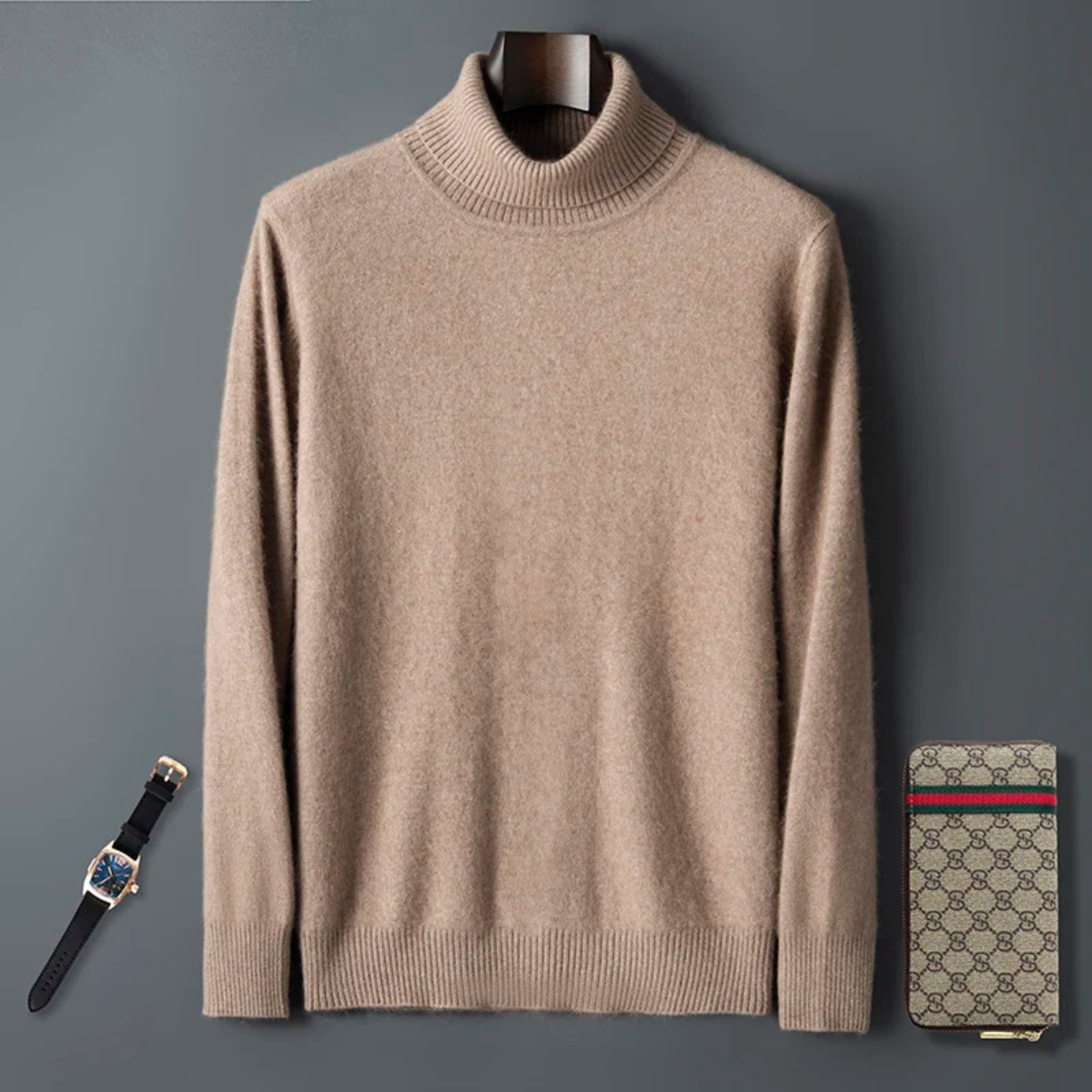 Voss | Men's Turtleneck Wool Sweater Cream