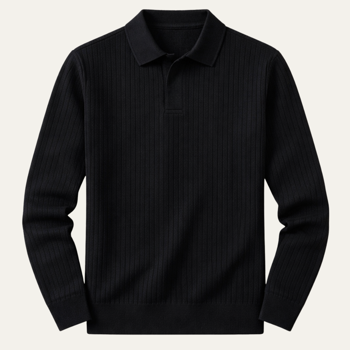 Bram | Men's Smart Casual Pinstripe Polo Shirt Black