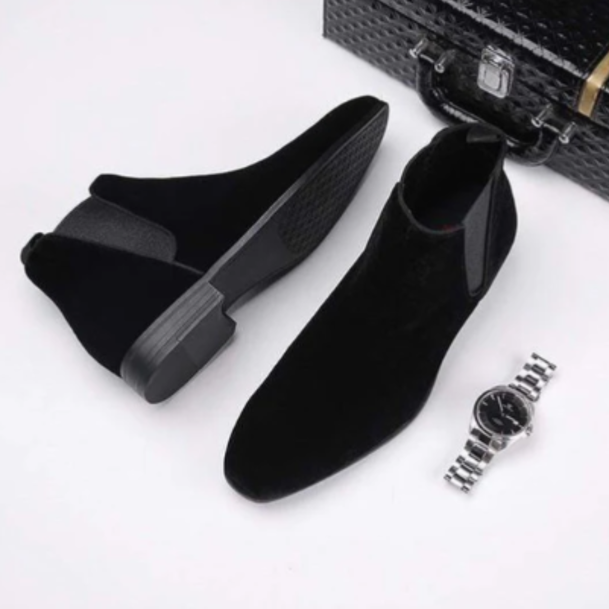 Axel | Men's Suede Chelsea Ankle Boots Black