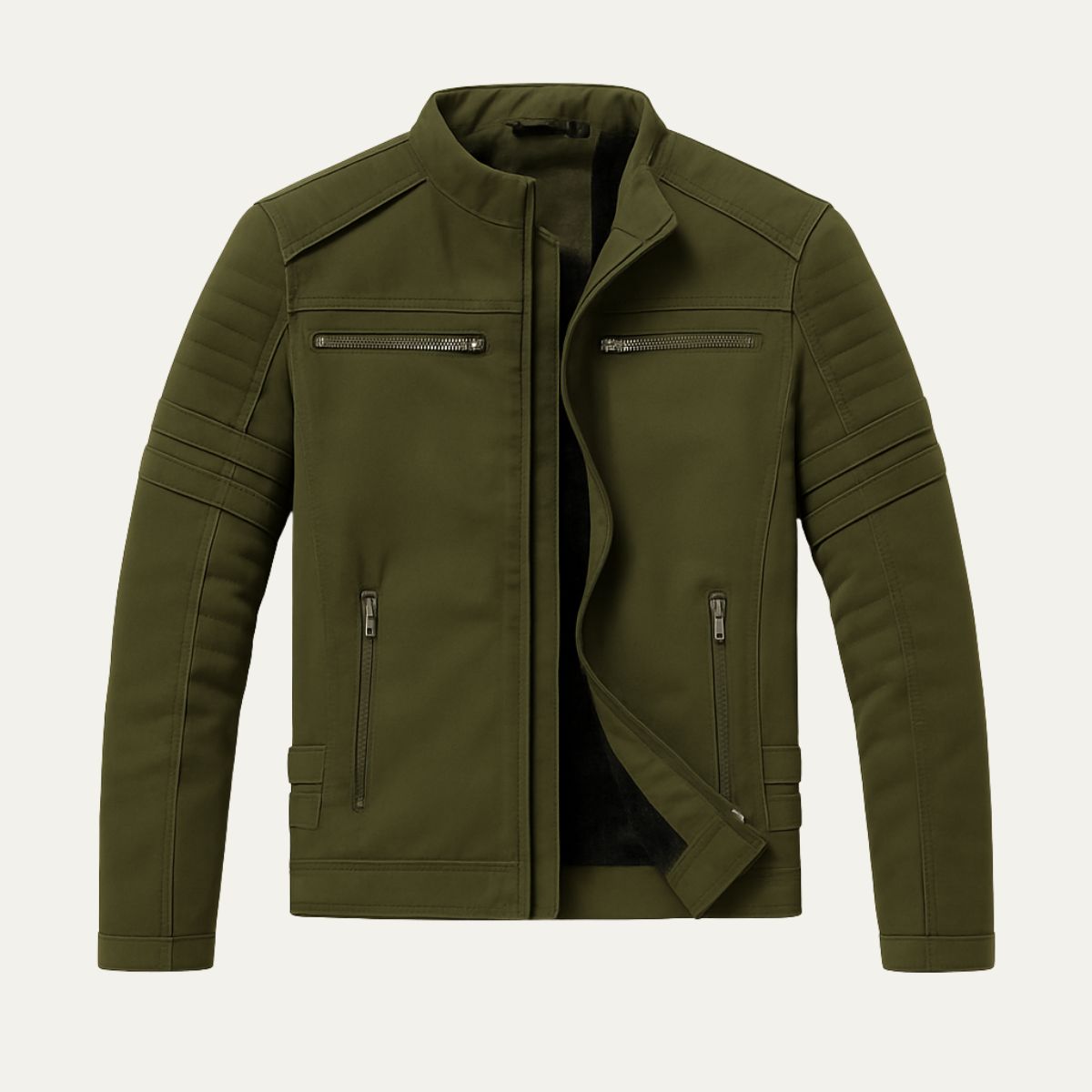 Bram | Men's Moto Jacket Black Quilted Sleeve Stripe