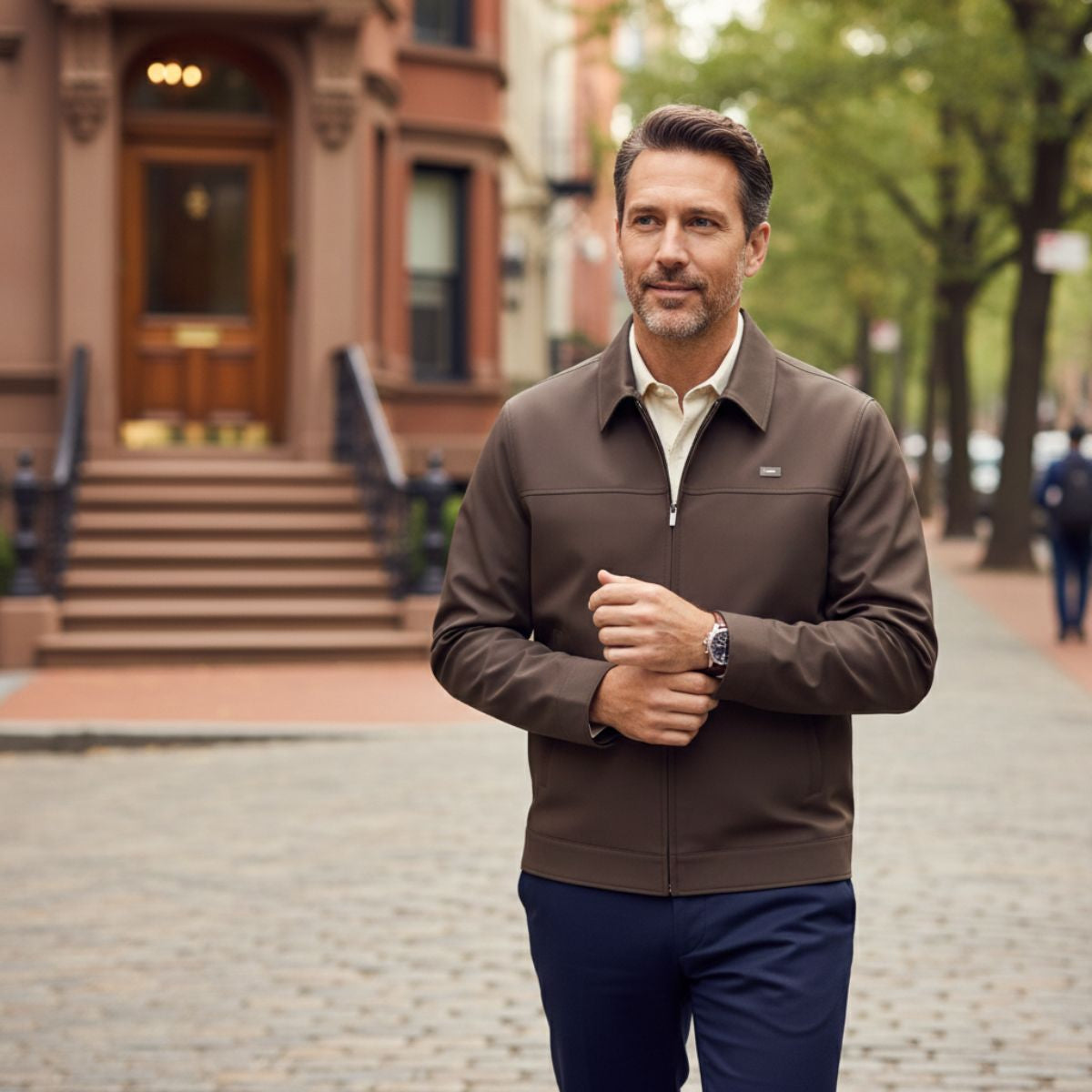 Axel | Men's Casual Harrington Jacket Brown