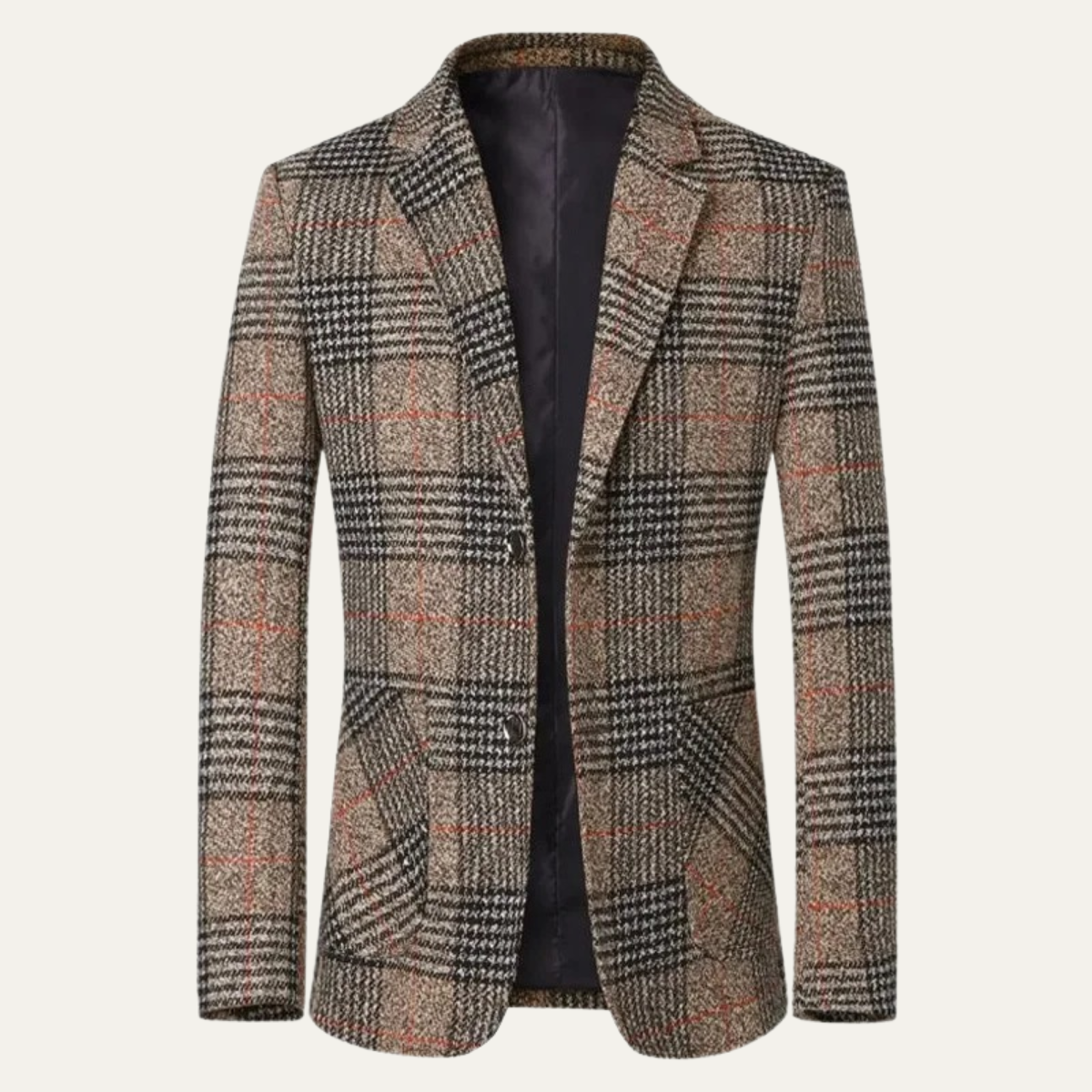 Beau | Men's Check Tweed Blazer Brown Houndstooth Fitted