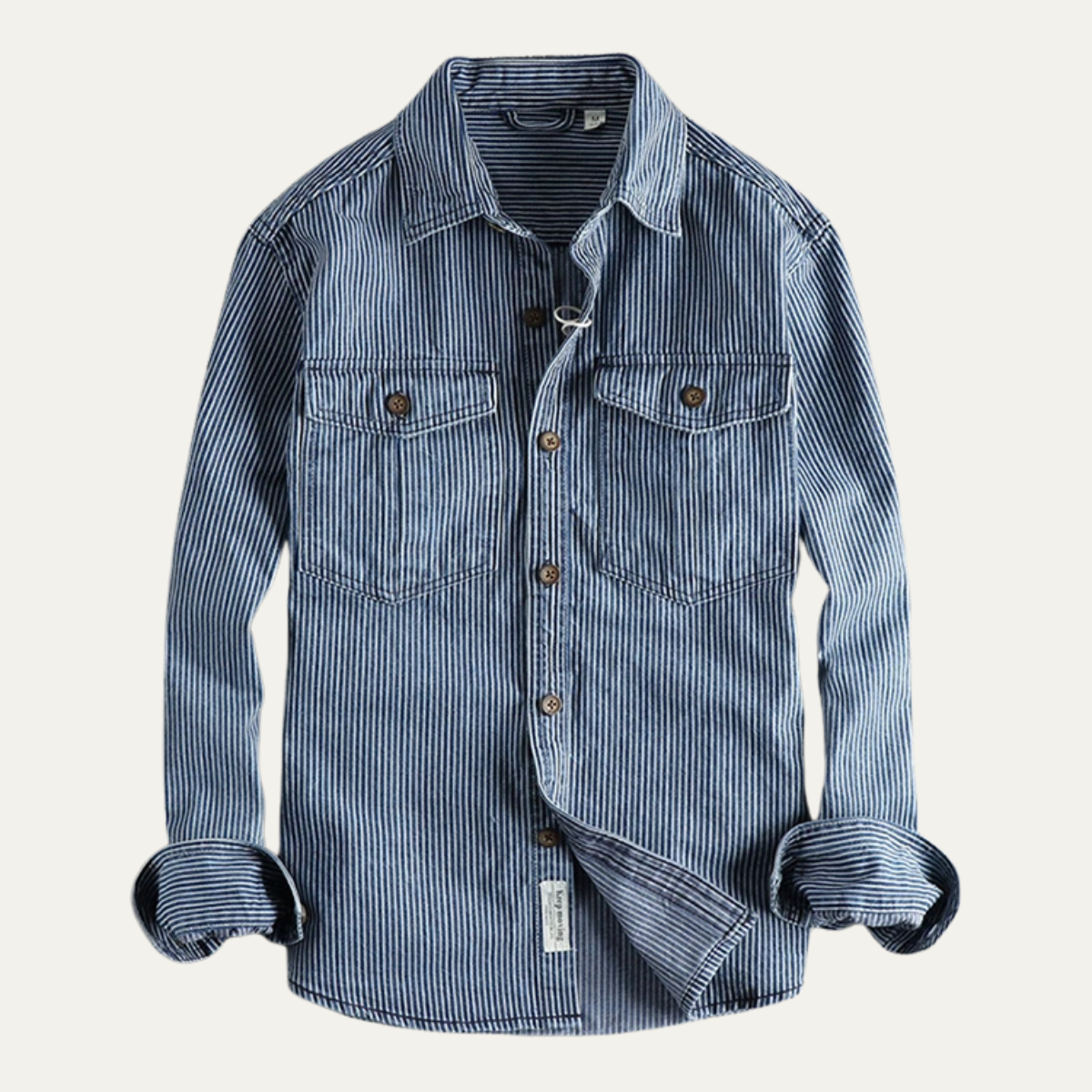 Beau | Men's Denim Shirt Light Blue Striped Button Up