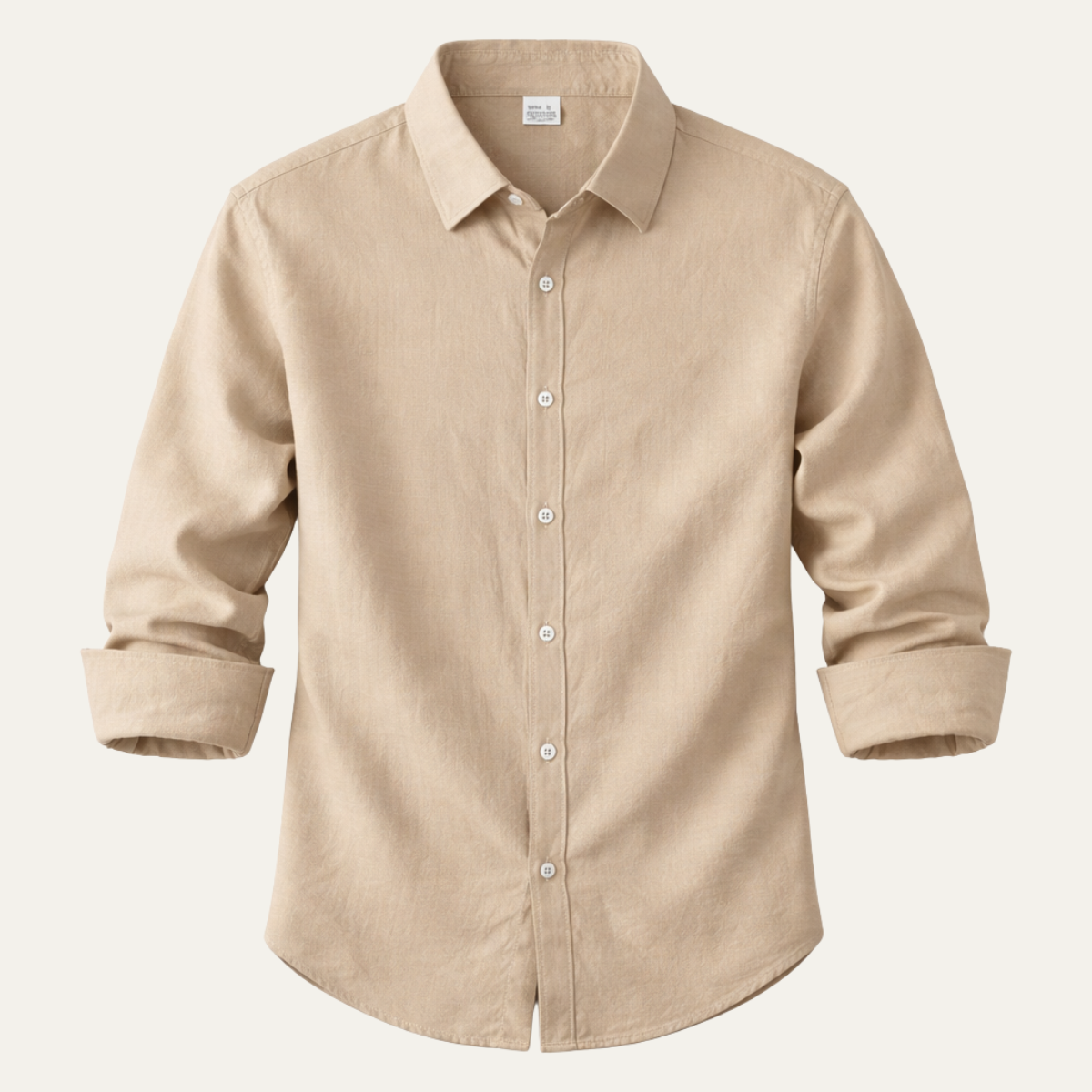 Beau | Men's Linen Shirt Cream Long Sleeve Button Up