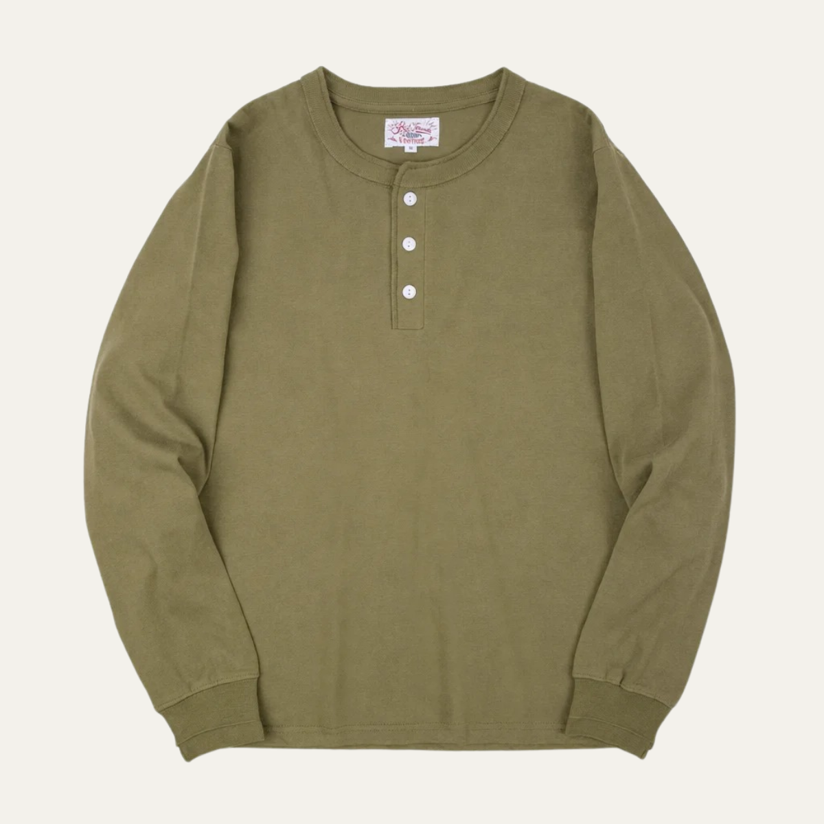 Ash | Men's Henley Shirt Olive Long Sleeve Casual