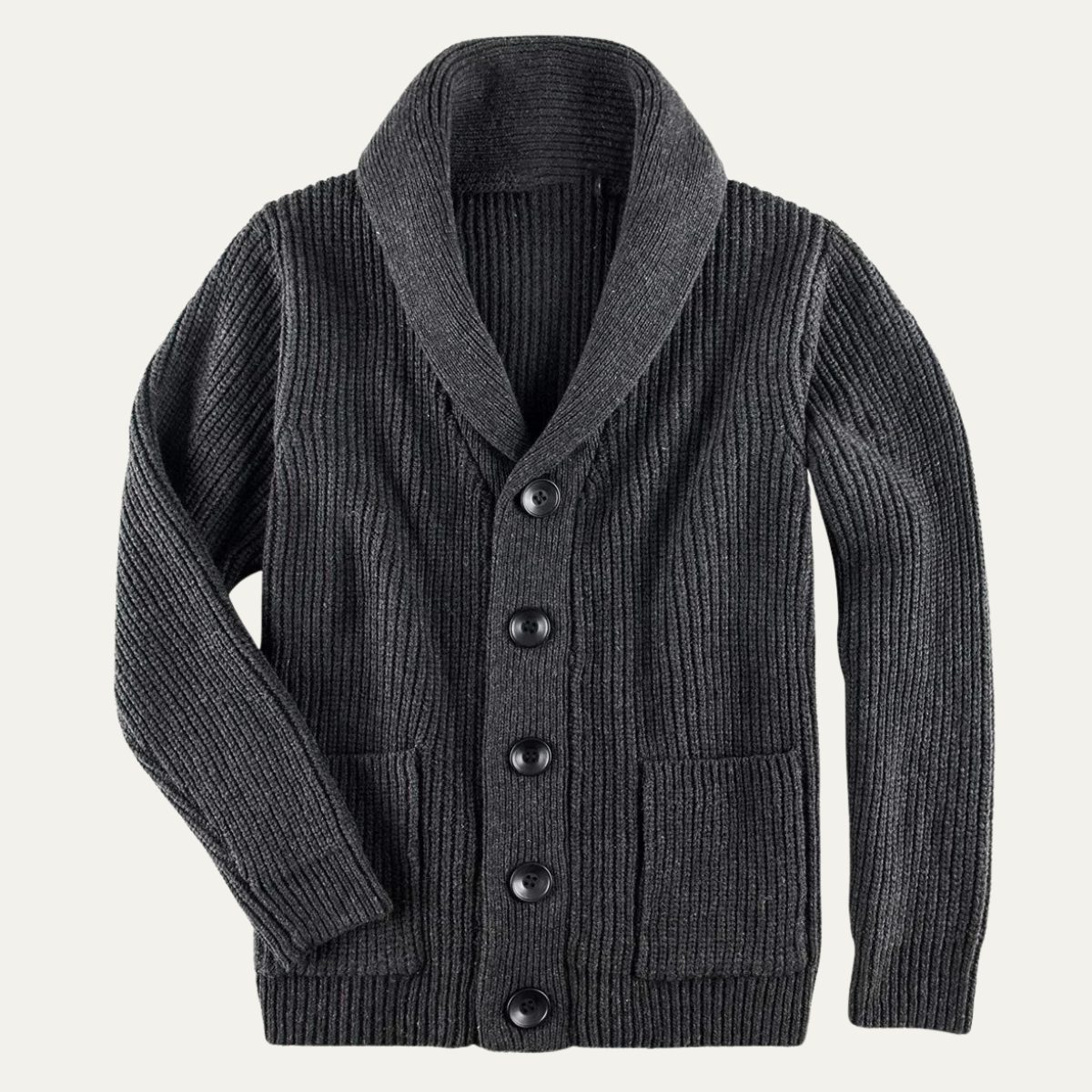 Callum | Men's Shawl Collar Cardigan Dark Gray Chunky Knit