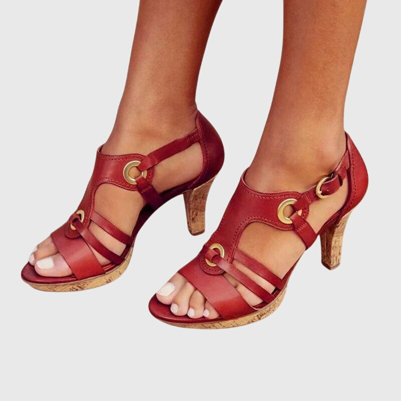 Maren | Women's Strappy Block Heel Sandals Brown