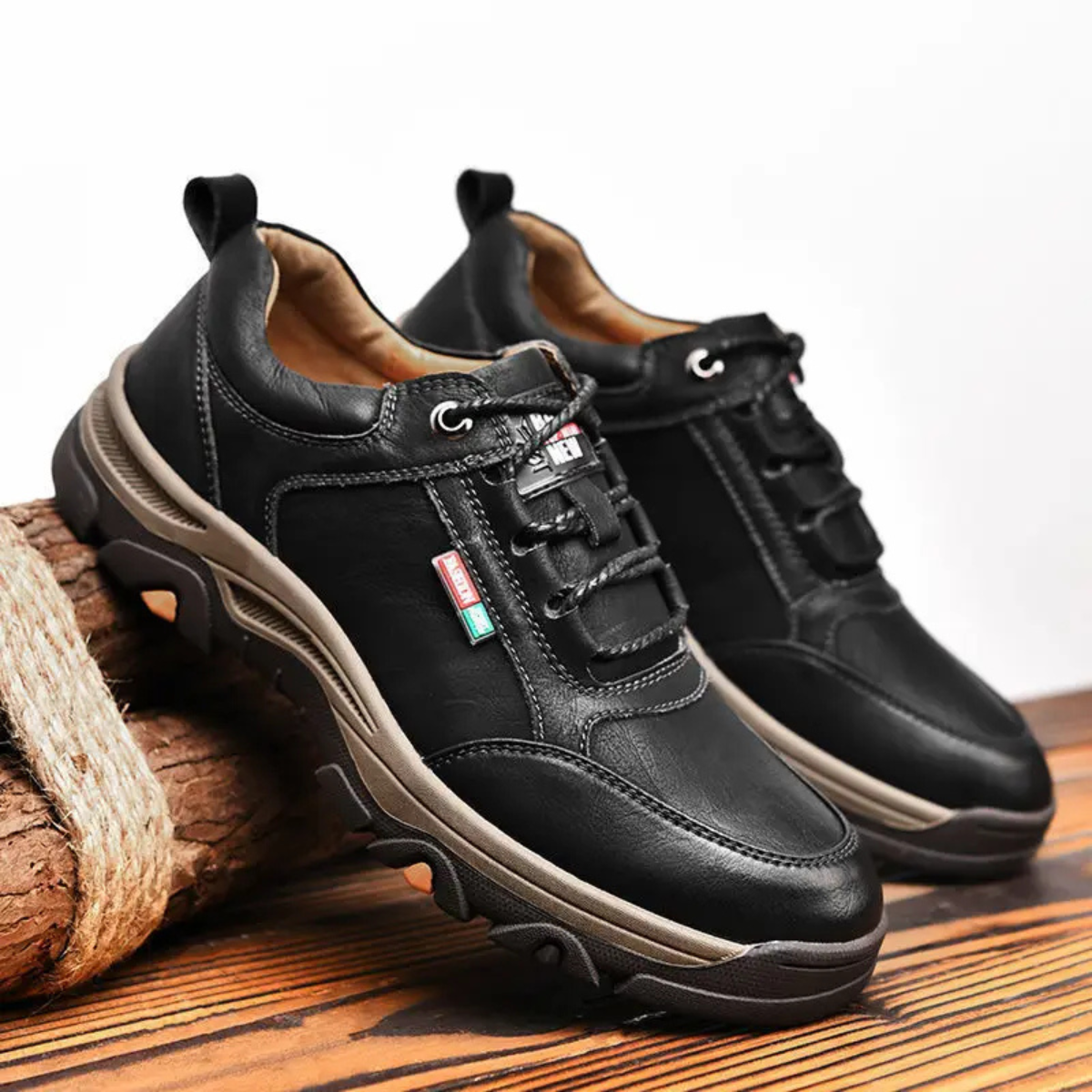 Axel | Men's Leather Lace Up Casual Shoes Black