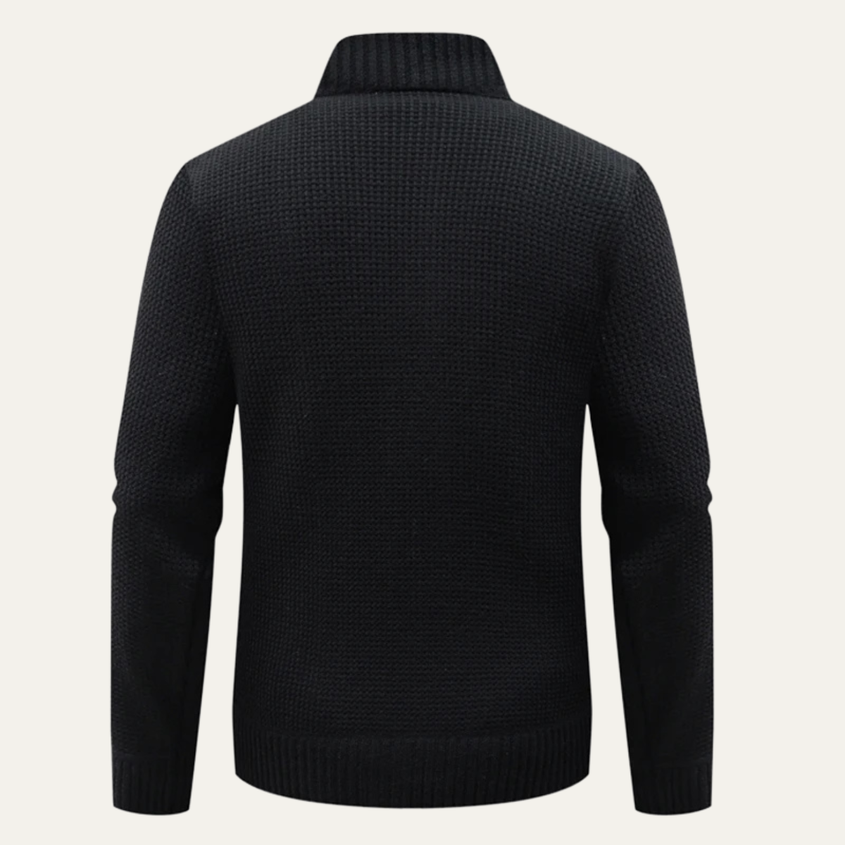 Rhys | Men's Quilted Puffer Jacket Black Knit Sleeves Zip Up